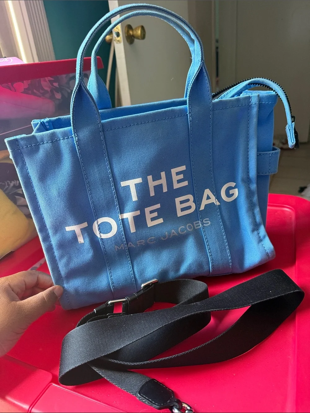 Marc Jacobs blue canvas tote bag used